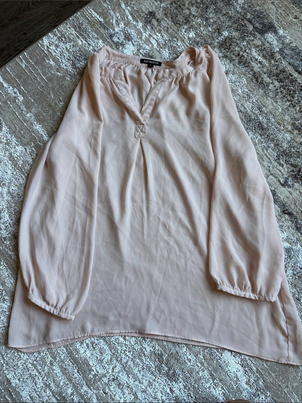 Blush Long-Sleeve V-Neck Blouse
